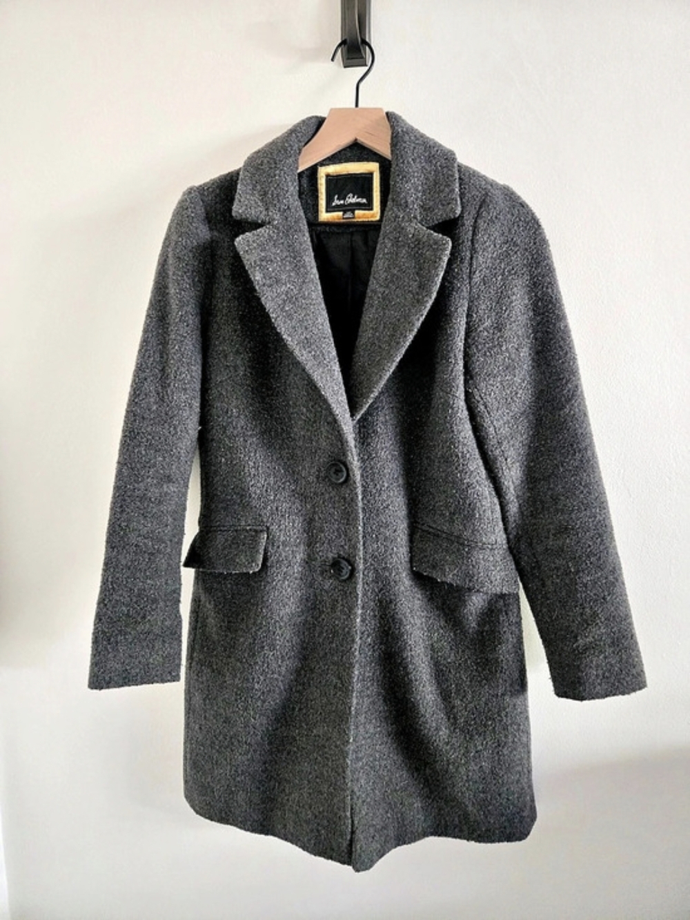 Sam Edelman Gray Charcoal Boiled Wool Blend Pea Coat Size XS